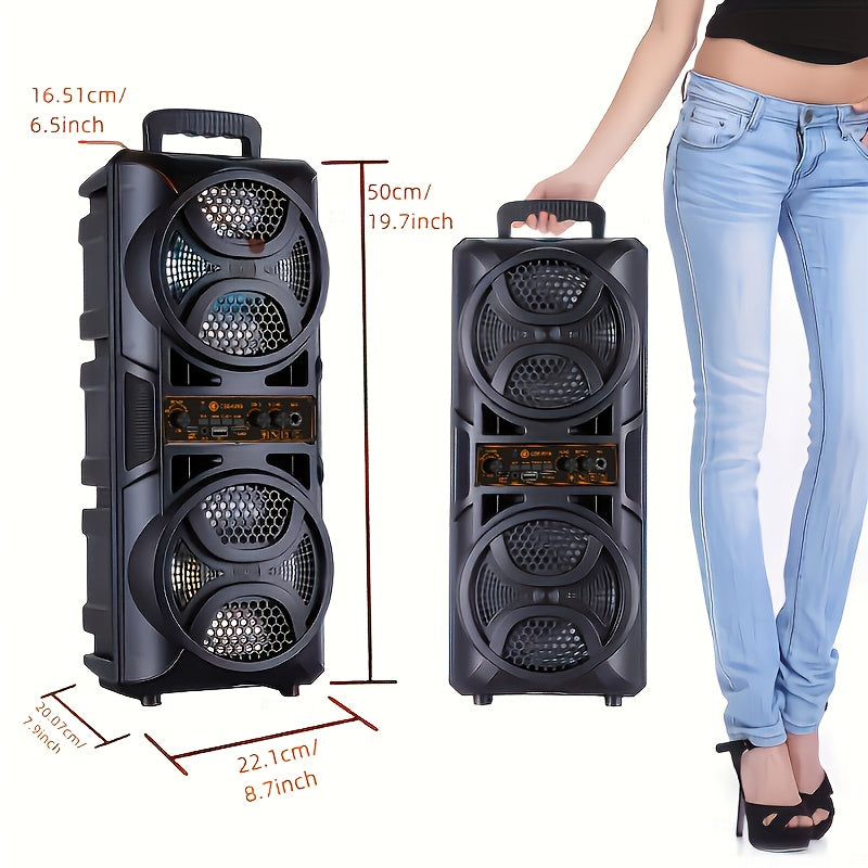 Speaker: Portable Bluetooth Speaker with Subwoofer Bass, Dual 6.5" LED Woofers and Microphone