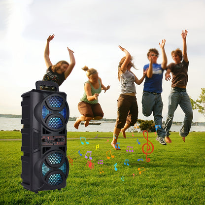 Speaker: Portable Bluetooth Speaker with Subwoofer Bass, Dual 6.5" LED Woofers and Microphone